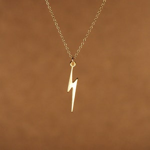 Lightning bolt necklace - gold lightning bolt - thunder - storm - a 14k gold overlay lightning bolt on a 14k gold filled chain