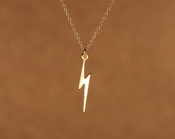 Lightning Bolt Necklace Gold Lightning Bolt Thunder Storm a 14k Gold Overlay Lightning Bolt on a 14k Gold Filled Chain Etsy
