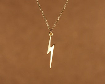 Lightning bolt necklace - gold lightning bolt - thunder - storm - a 14k gold overlay lightning bolt on a 14k gold filled chain