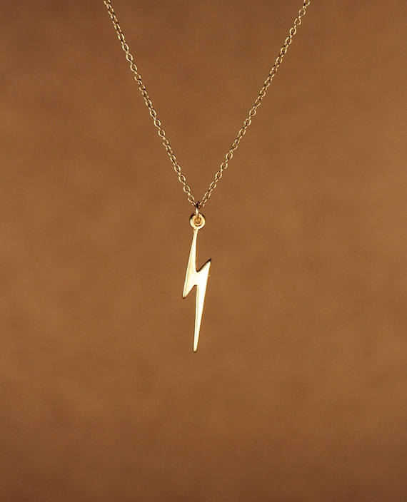 Lightning bolt necklace - gold lightning bolt - thunder - storm - a 14k gold overlay lightning bolt on a 14k gold filled chain