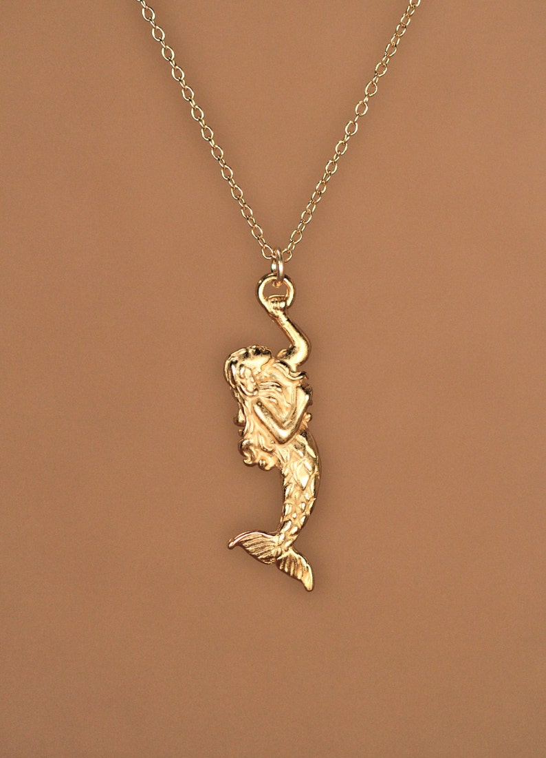 Mermaid necklace gold mermaid necklace sea princess a | Etsy