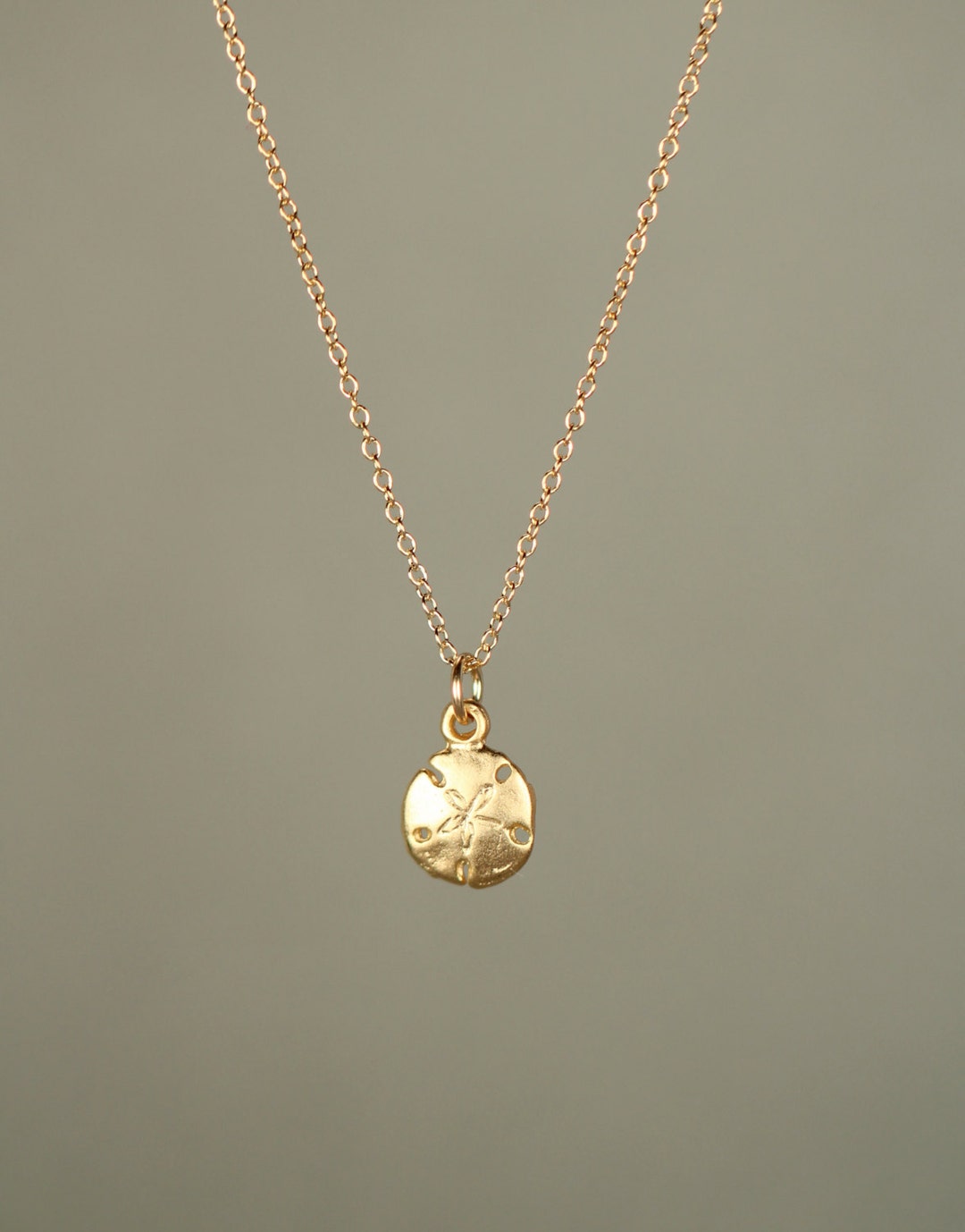 Gold Sand Dollar Necklace - Delicate Necklace - a Tiny 14k Gold Vermeil ...