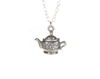 Dainty Sterling Silver Teapot Necklace: Fairytale Tea Party Jewelry