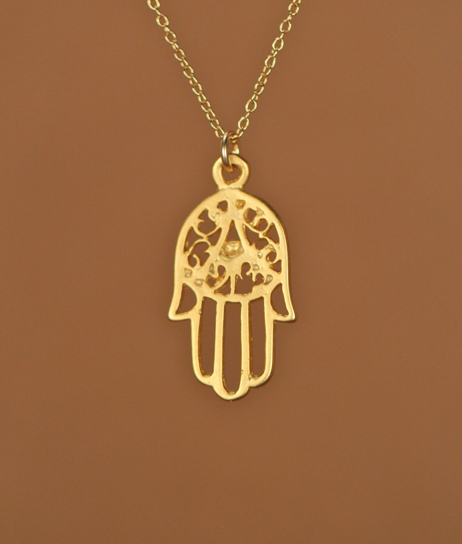 Hamsa Necklace Gold Hamsa Charm Protection Necklace Etsy