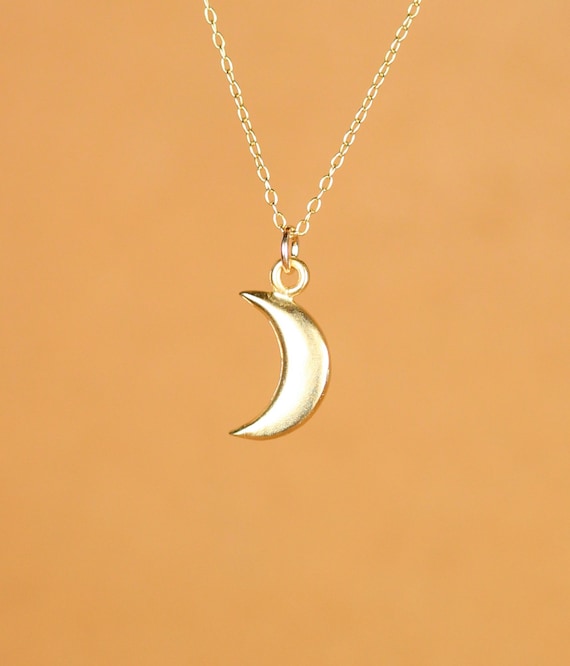 Moon necklace, gold crescent moon jewelry, dainty moon pendant, gift for her, dainty necklace, layering piece, 14k gold vermeil chain