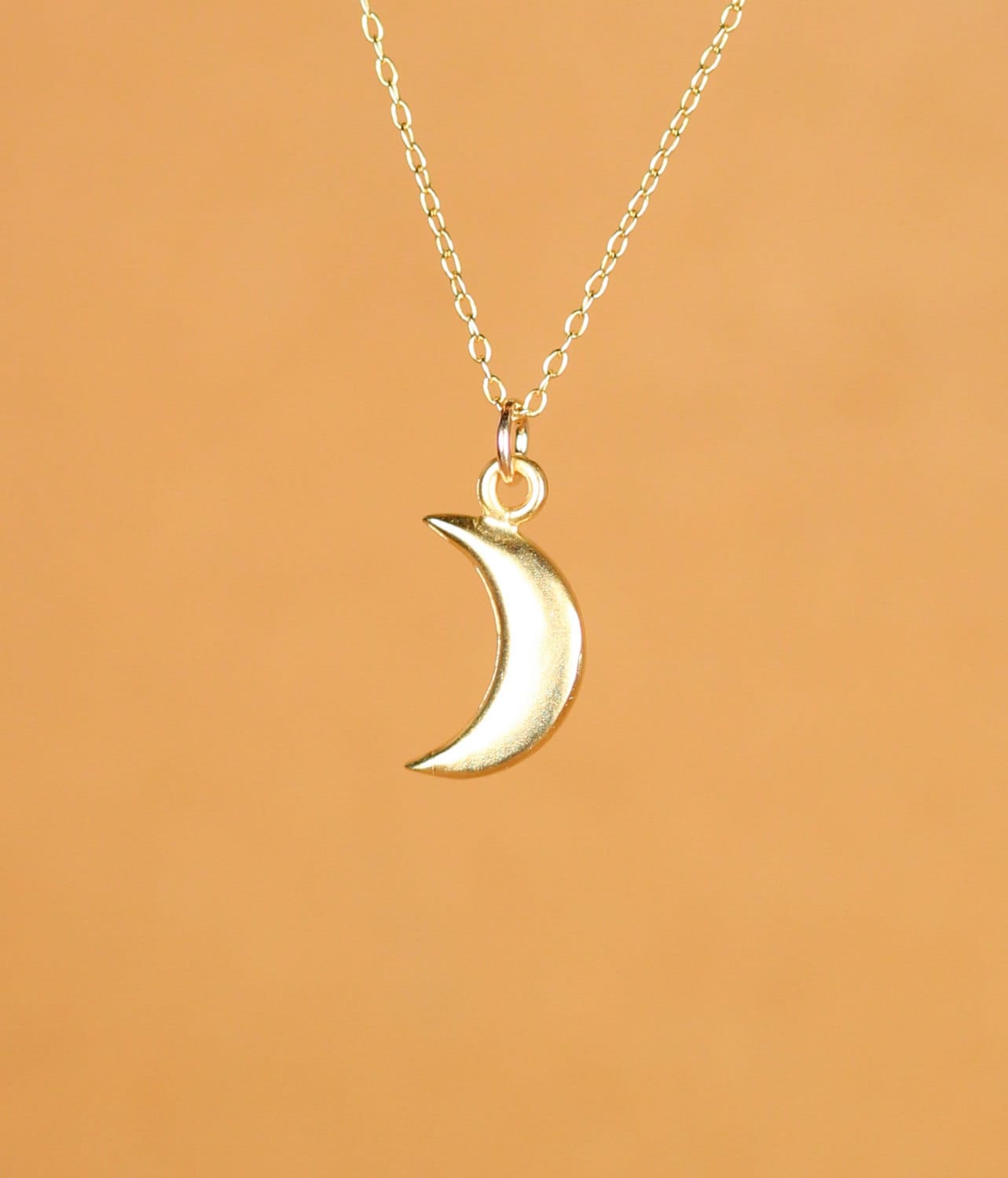 14k Solid Gold Moon with hanging Stars Necklace, Bold Moon 14k Gold, H –  YanYa