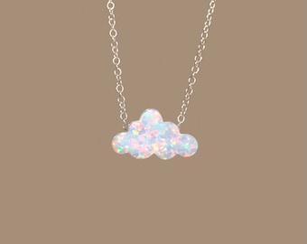 Wolke Halskette in Silber, Opal Halskette, Opal Wolke Schmuck, Feueropal Halskette, süße Halskette, beste Freunde Halskette