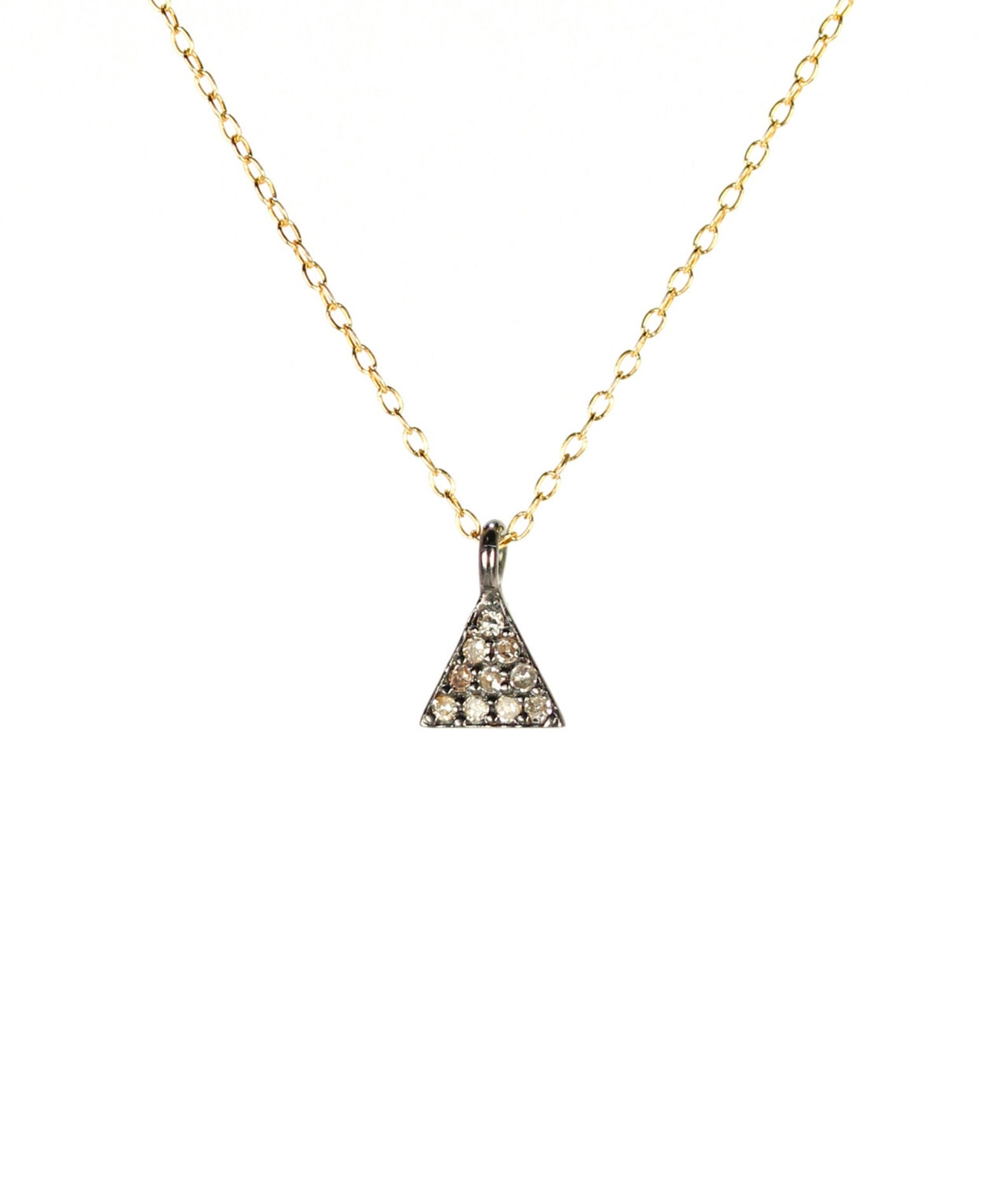 Triangle Necklace Pave Diamond Necklace Diamond Triangle Etsy