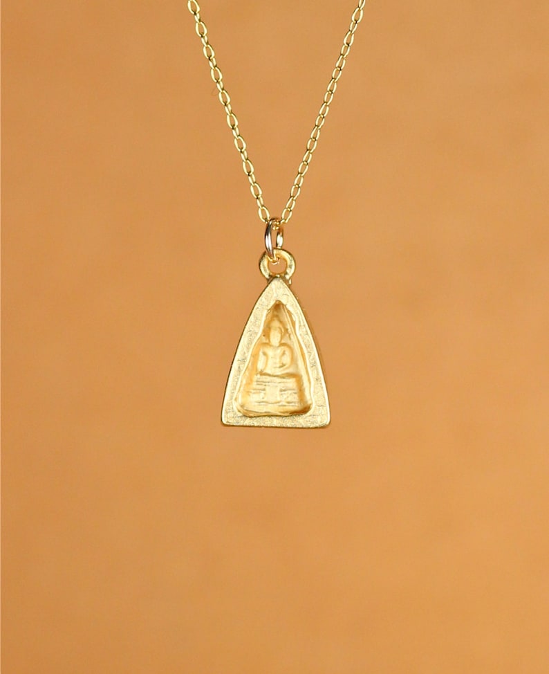 Collier Bouddha, collier de yoga, collier de méditation, pendentif bouddha en or, zen, un bouddha en vermeil doré sur une chaîne remplie d'or 14 carats image 5