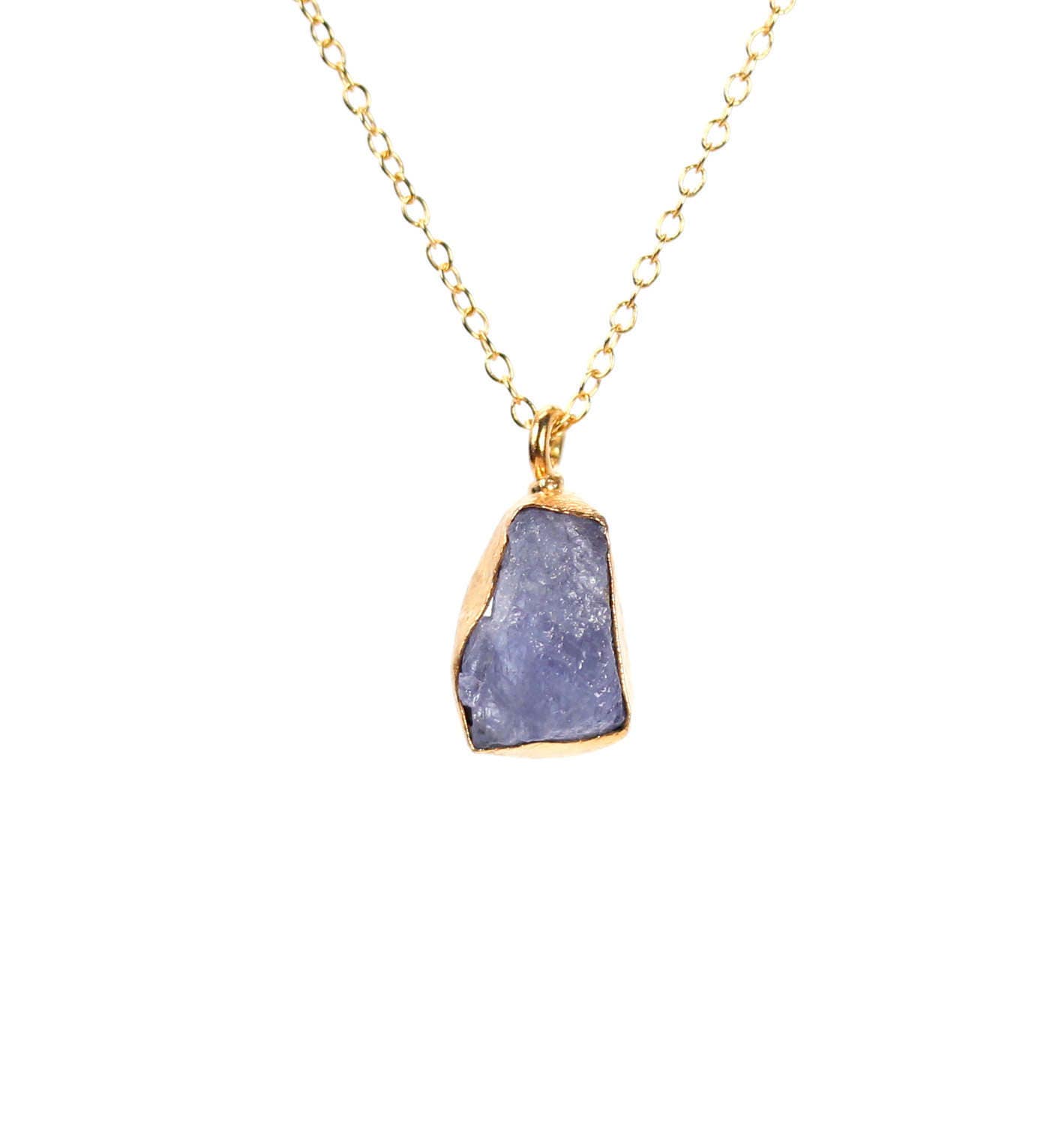 Tanzanite necklace, purple crystal necklace, raw crystal pendant, a ...