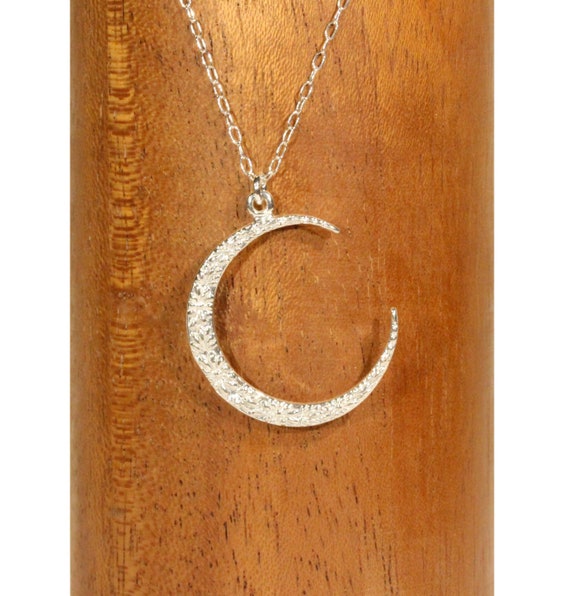 Moon necklace, crescent moon pendant, celestial necklace, sterling silver moon jewelry, lunar necklace, boho, sterling silver chain