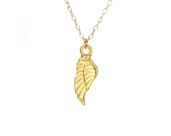 Wing necklace, guardian angel necklace, gold wing pendant, sterling silver angel wing, memorial gift, sterling silver wing pendant