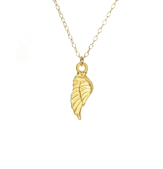 Wing necklace, guardian angel necklace, gold wing pendant, sterling silver angel wing, memorial gift, sterling silver wing pendant