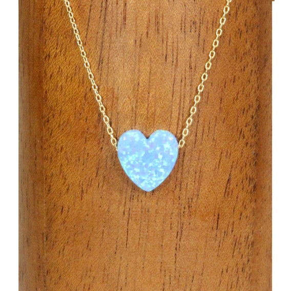 Blue heart necklace, opal heart pendant, something blue necklace, valentines necklace, best friends, gold heart necklace
