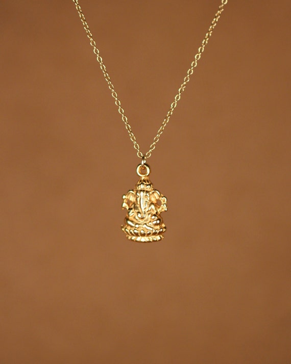 Ganesha necklace - gold ganesha - indian god - ganesh - yoga necklace - amulet - a 14k gold vermeil ganesha on a 14k gold filled chain