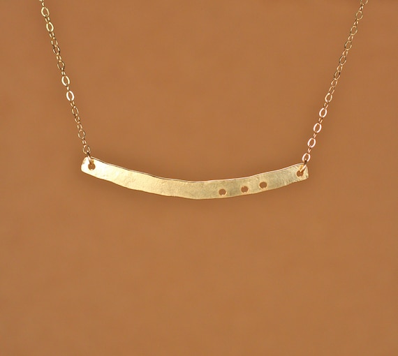 Gold bar necklace - bar necklace - simple - minimalist - a 14k gold vermeil gold bar hanging from a 14k gold filled chain