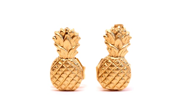 Pineapple - pineapple stud earrings - fruit earrings - pineapple studs - pineapples