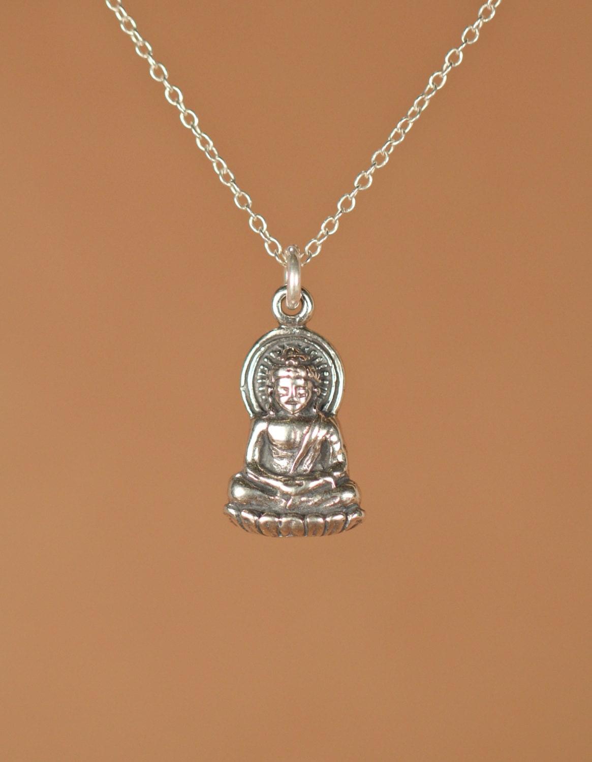 Buddha necklace - silver buddha necklace - yoga necklace - gautama ...