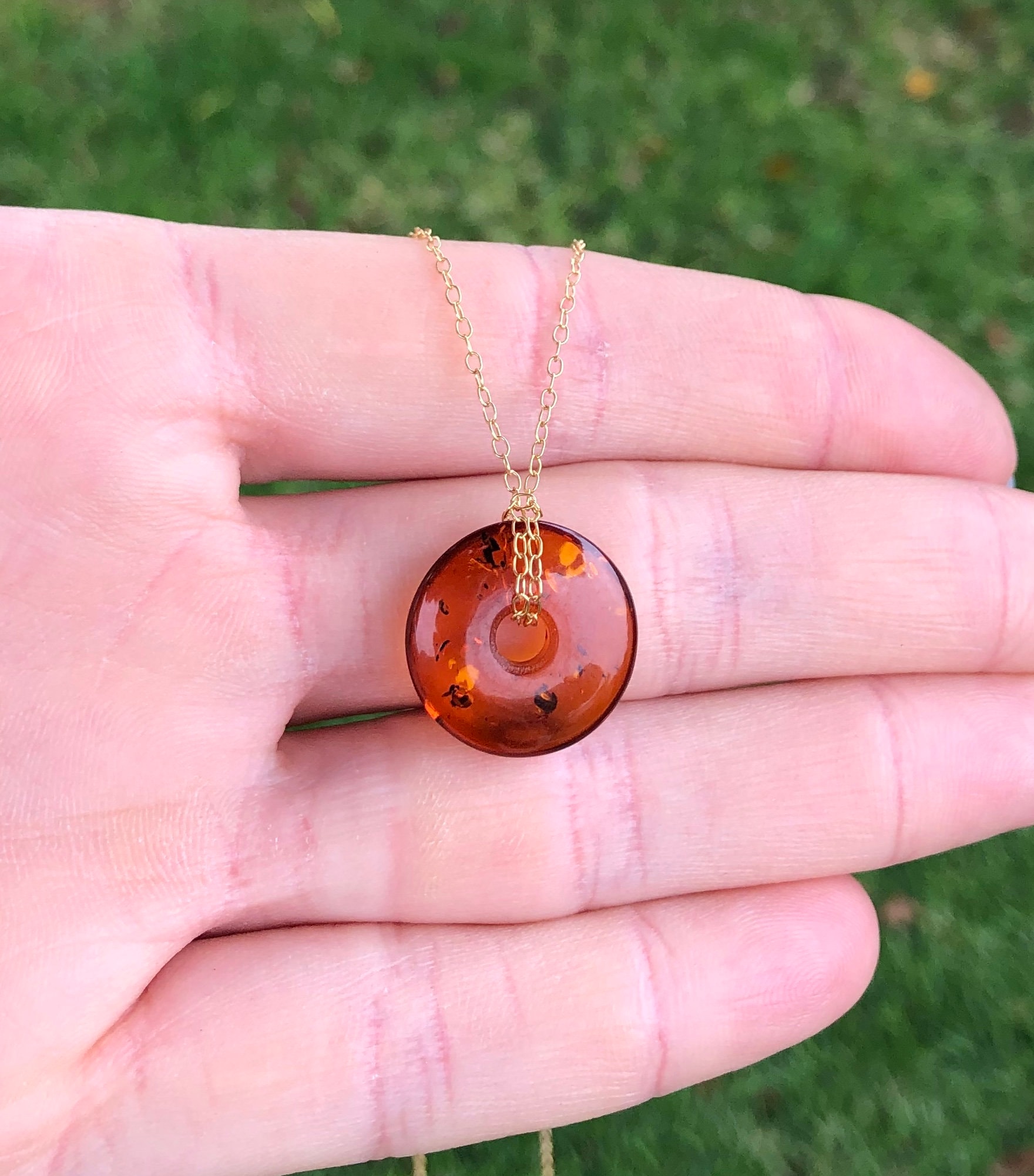 Baltic amber necklace, amber lifesaver necklace, natural amber jewelry