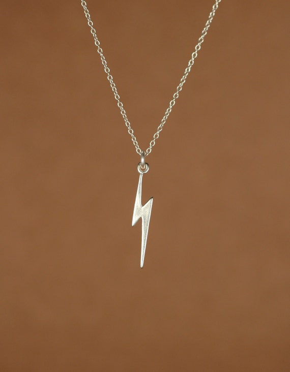 Lightning bolt necklace - sterling silver thunderbolt - gold lightning bolt - storm chaser - weather the storm - cute gift idea - rain city