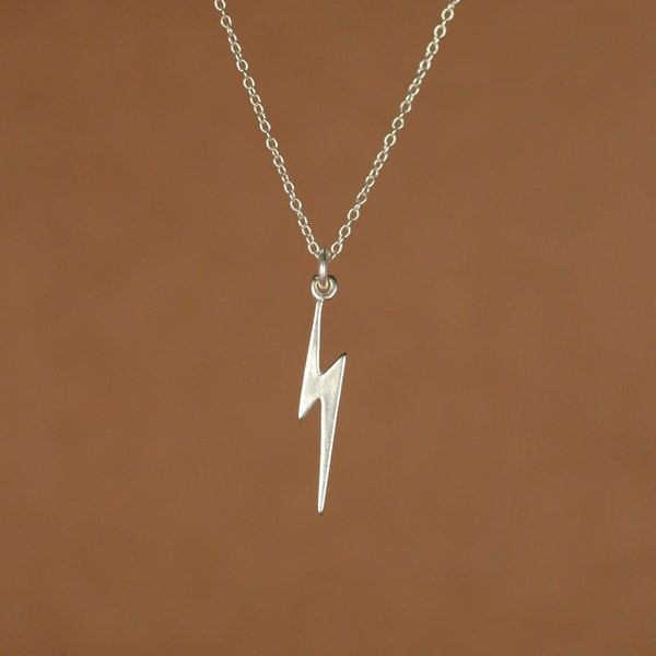 Lightning bolt necklace - sterling silver thunderbolt - gold lightning bolt - storm chaser - weather the storm - cute gift idea - rain city