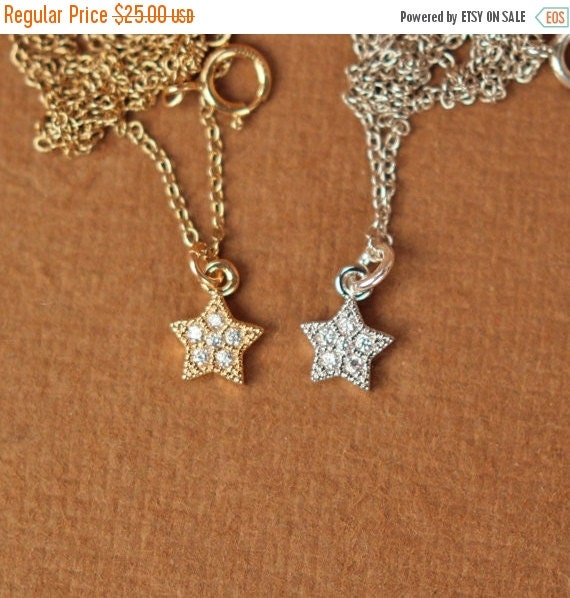 Star necklace - gold tiny star necklace - silver star necklace  - a tiny gold or silver star on a 14k gold vermeil or sterling silver chain