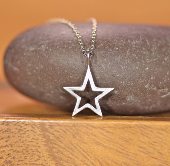 Silver Star Necklace Star Outline Pendant Twinkle Twinkle Little