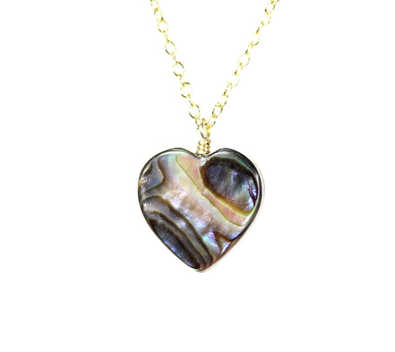 rainbow heart shell heart pendant rainbow shell heart necklace love necklace Abalone necklace anniversary gift shell necklace