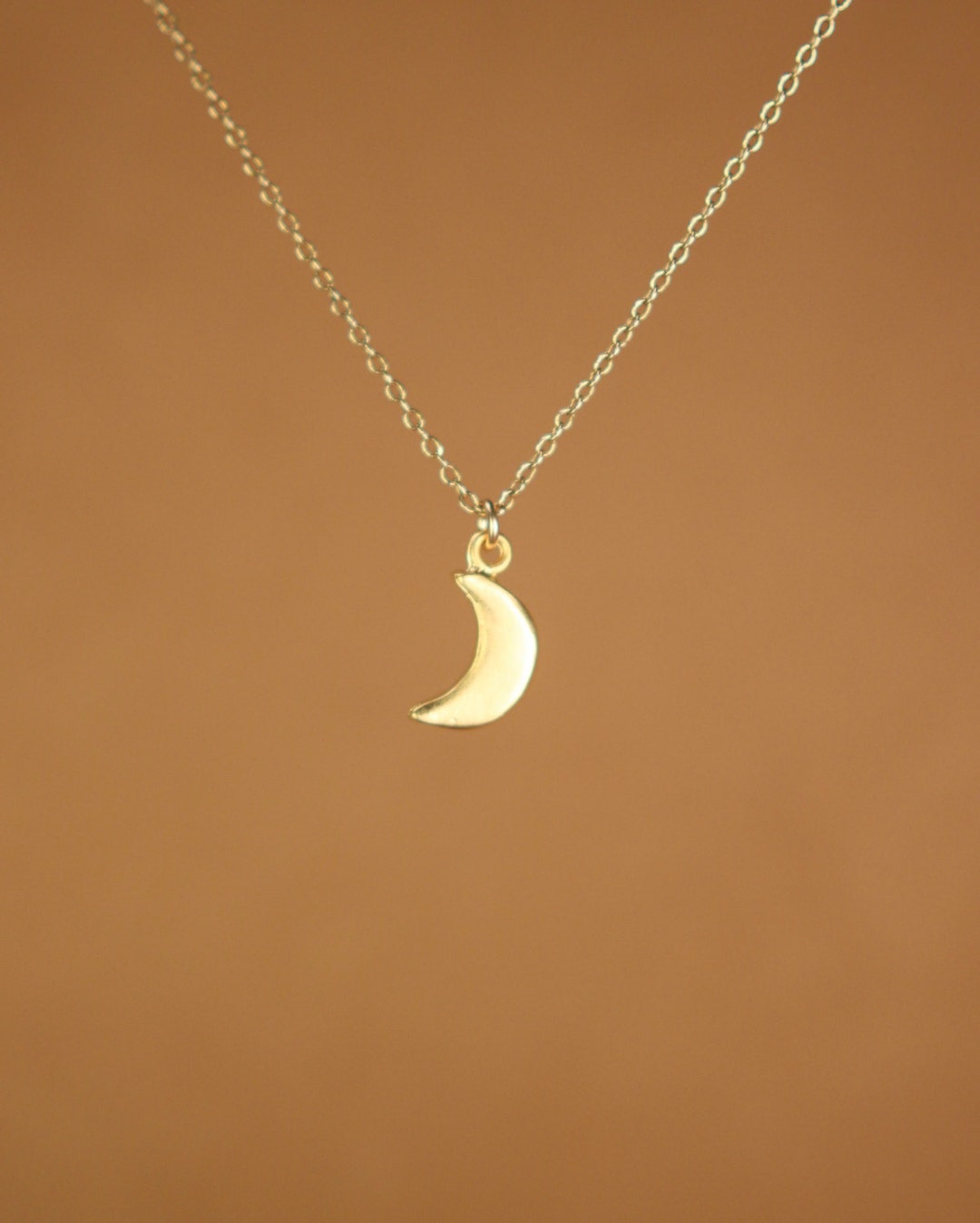 Moon Necklace, Tiny Gold Moon Necklace, Gold Crescent Moon Pendant