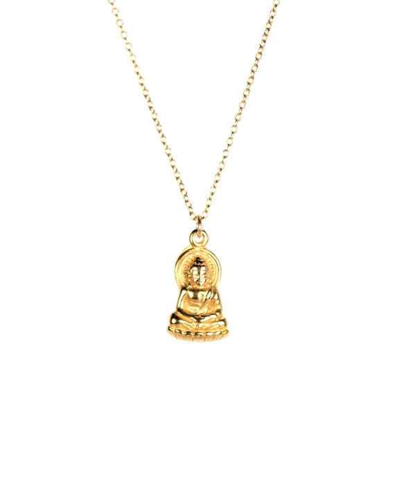 Buddha necklace - gold buddha necklace - yoga necklace - gautama buddha - a gold vermeil buddha on a 14k gold filled chain
