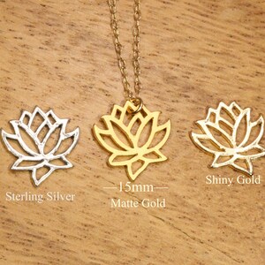 Lotus necklace, gold lotus flower, yoga necklace, blooming flower jewelry, a little 14k gold vermeil lotus flower on 14k gold filled chain image 2