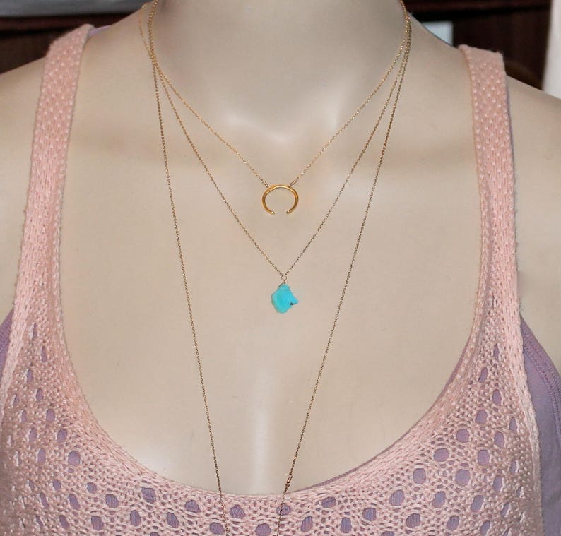 dainty necklace moon necklace double horn Gold crescent necklace everyday jewelry