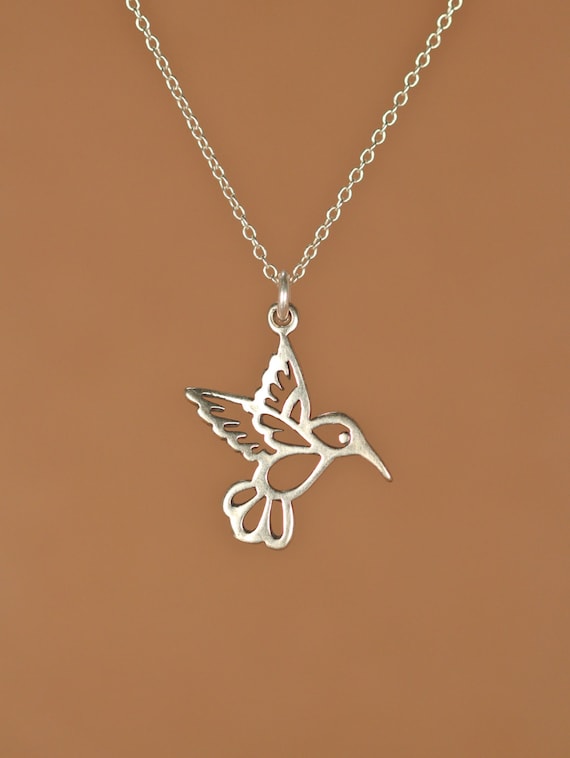 Sterling Silver Hummingbird Necklace: Dainty Bird Pendant