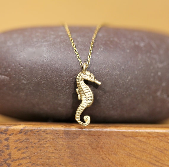 Sea horse necklace, little sea horse, gold sea horse pendant, cute necklace,  - a 14k gold vermeil seahorse on a 14k gold vermeil chain