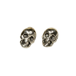 Silver skull earrings, skeleton earrings, skull jewelry, mens stud earring, gothic earrings, gift under 20