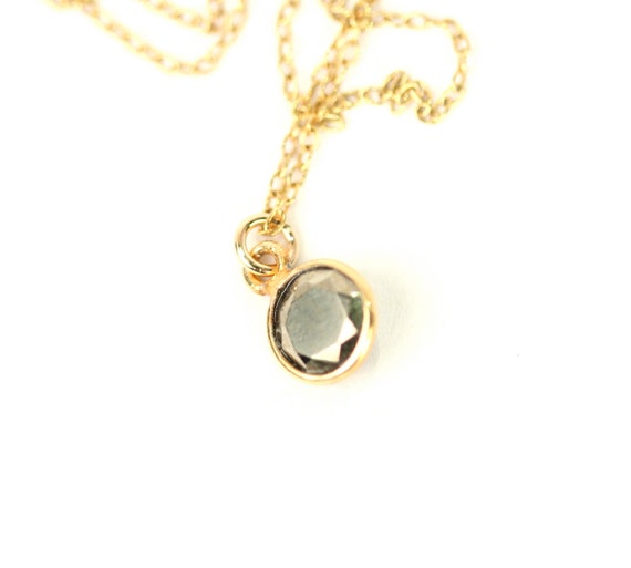 Pyrite necklace, tiny necklace, dainty golf necklace, everyday necklace, a tiny gold vermeil bezel set pyrite gem on a 14k gold filled chain