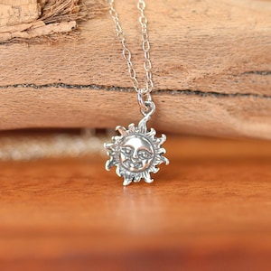 Silver sun necklace - sunshine necklace - you are my sunshine - a sterling silver smiling sun on a sterling silver chain - SML
