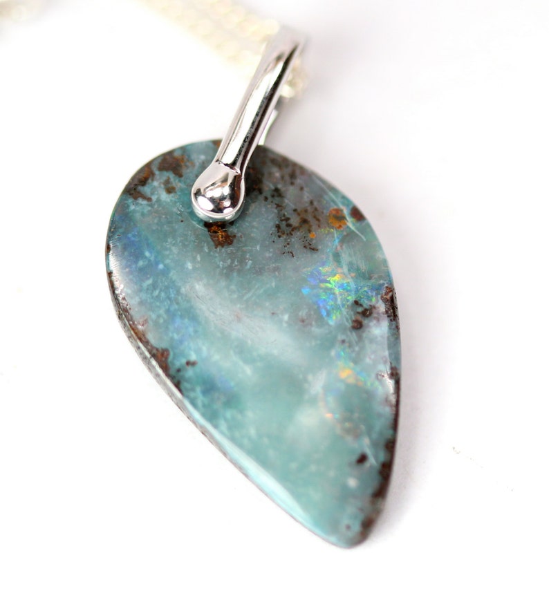 Boulder opal necklace fine jewelry opal silver necklace Etsy