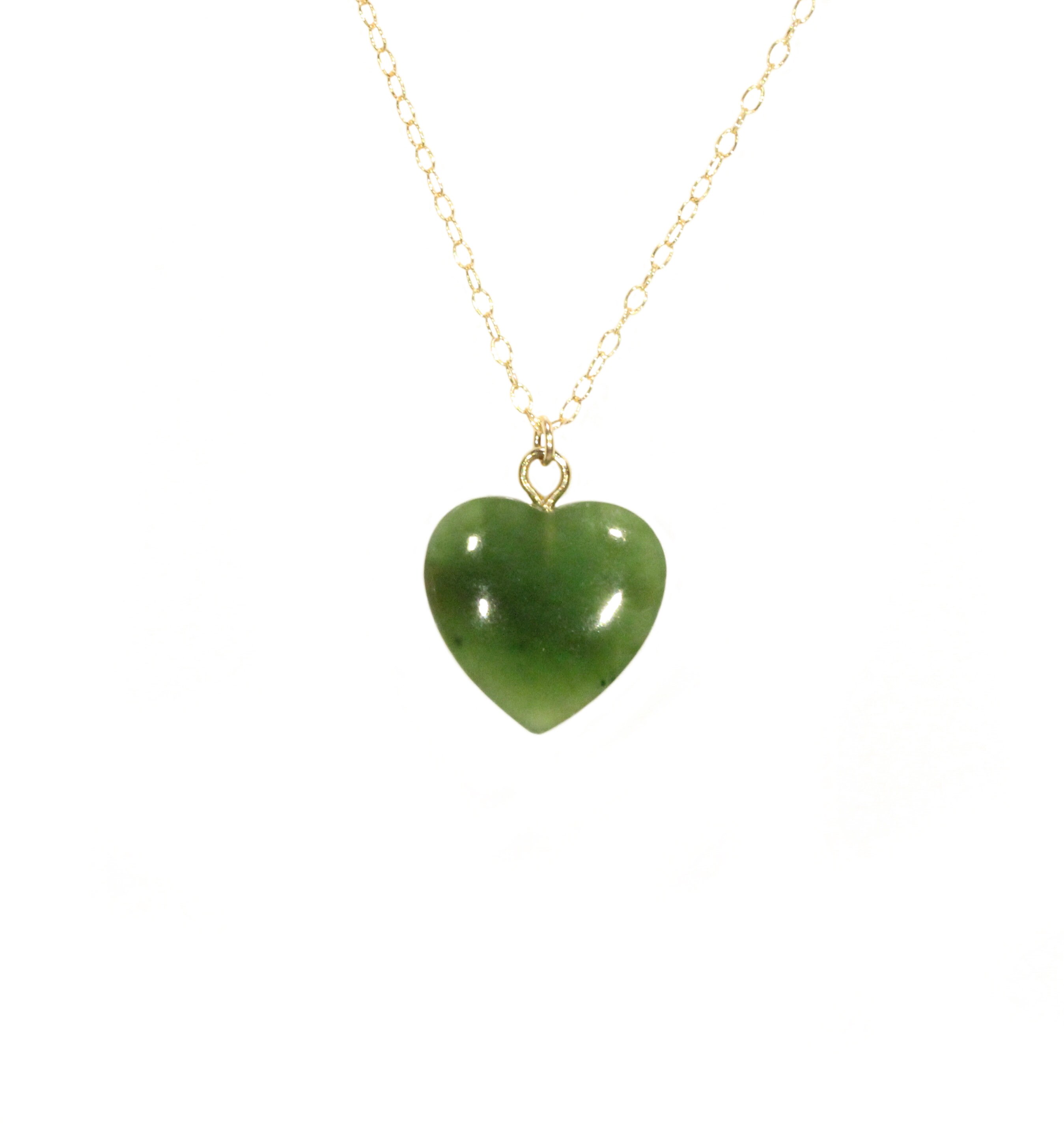 Zinc Alloy Small Green Silver Plated Heart Necklace - IGM