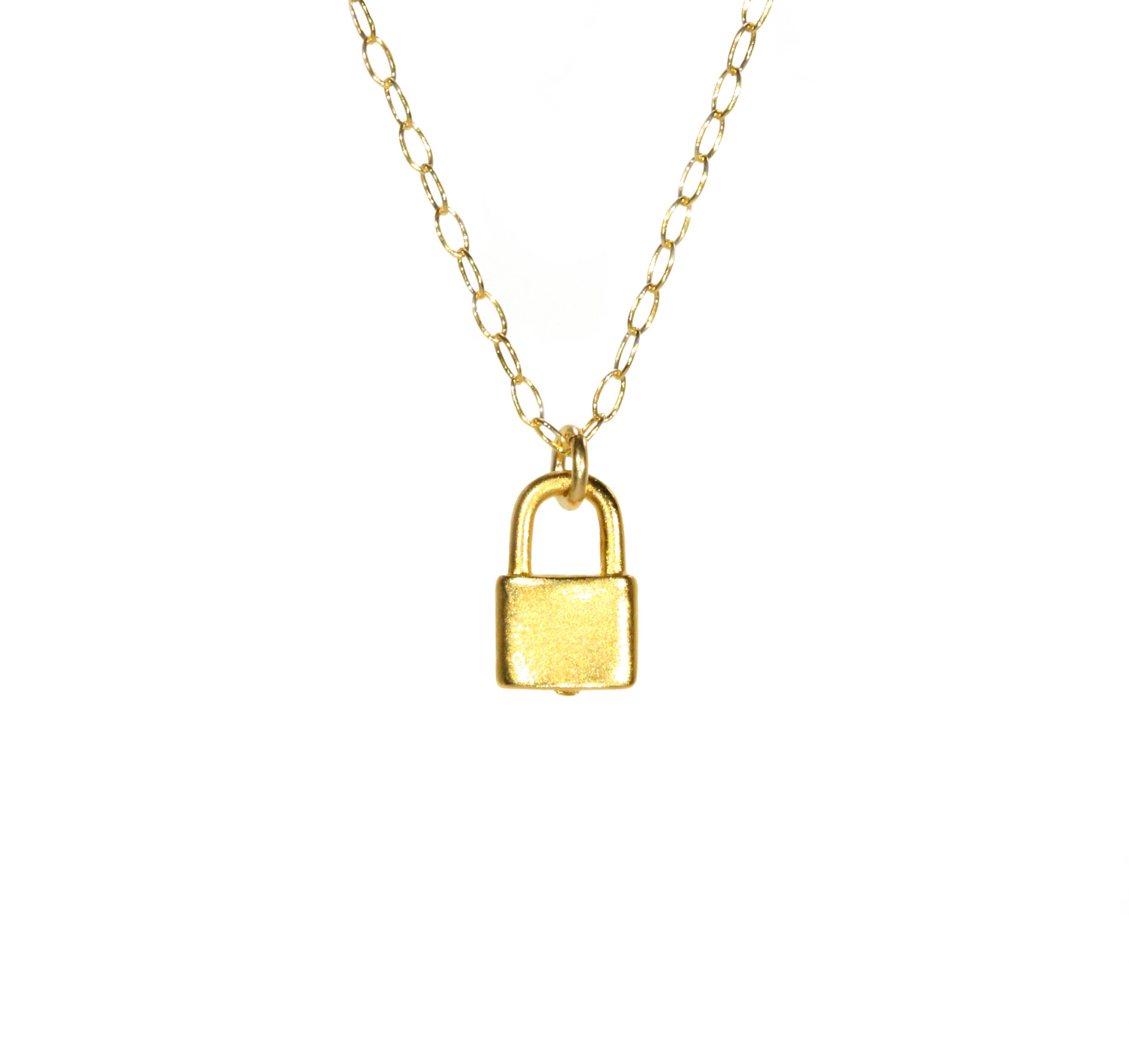 Lock Pendant Necklace - Gold