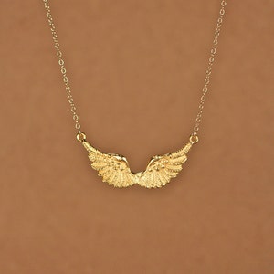 Wing necklace - guardian angel necklace - gold wings - angel wing - kendall -  a set of 14k gold plated wings on a 14k gold filled chain