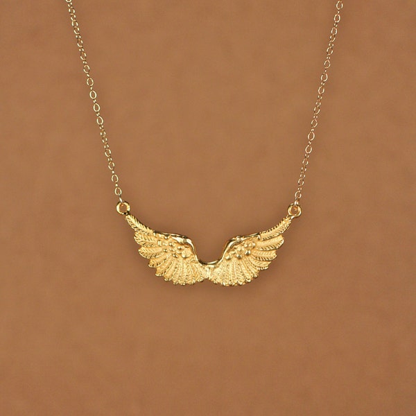 Collier aile - collier d'ange gardien - ailes d'or - aile d'ange - kendall - un ensemble d'ailes plaquées or 14 carats sur une chaîne remplie d'or 14 carats