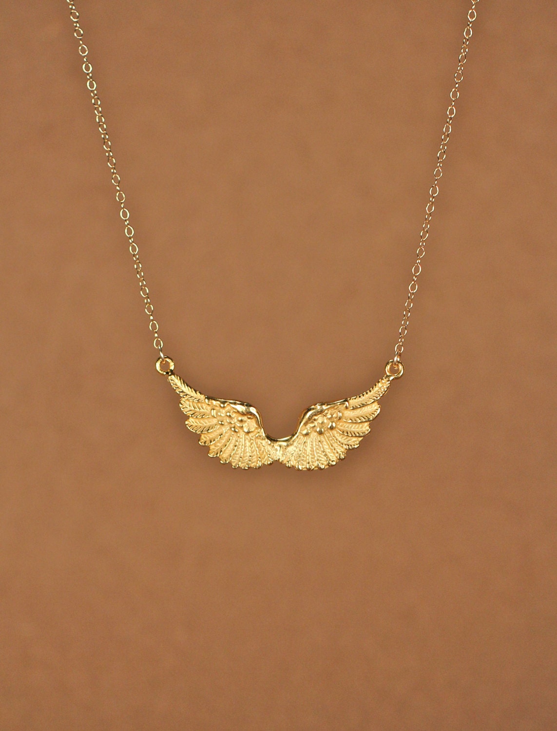 Wing necklace - guardian angel necklace - gold wings - angel wing - kendall  - a set of 14k gold plated wings on a 14k gold filled chain