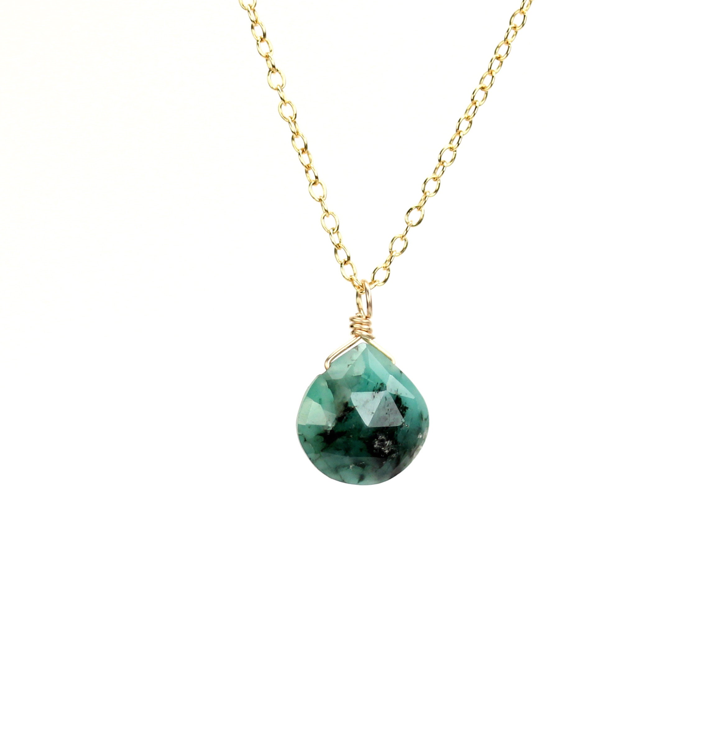 Emerald necklace - green gem necklace - solitaire necklace - floating ...