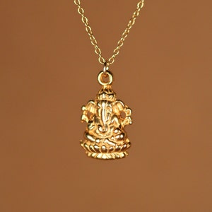 Ganesha necklace gold ganesha indian god ganesh yoga necklace amulet a 14k gold vermeil ganesha on a 14k gold filled chain image 3