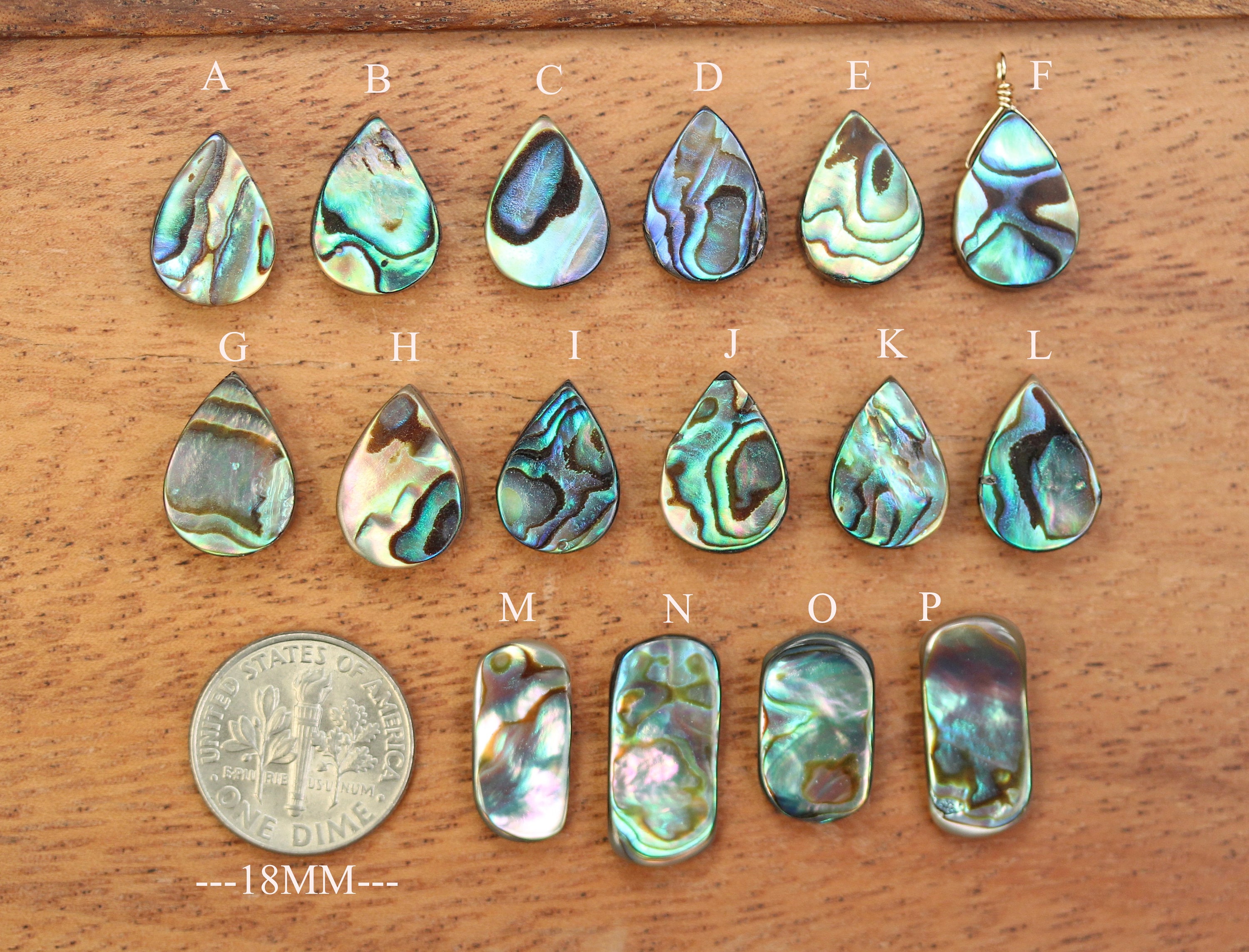 Abalone necklace shell necklace teardrop everyday a wire