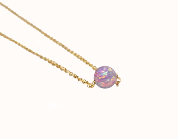 Tiny opal dot necklace, purple opal necklace, little opal bead necklace, everyday necklace, 14k gold filled or sterling silver chain