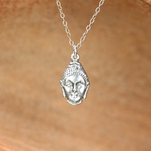 Silver buddha necklace - yoga necklace - mediatation necklace - peace - a sterling silver buddha head charm on a sterling silver chain
