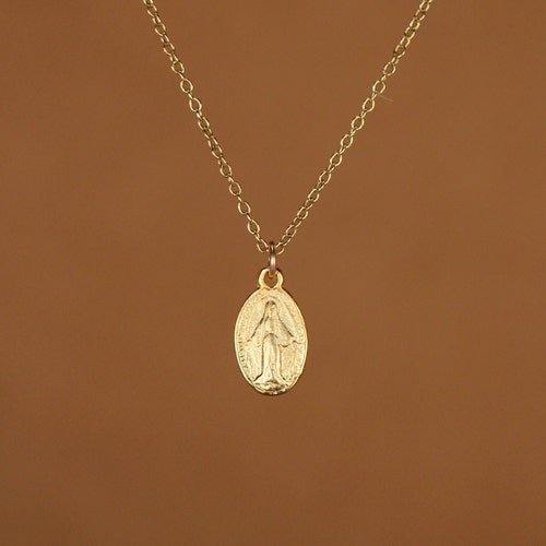 Virgin Mary Necklace Religious Necklace Catholic Necklace Etsy
