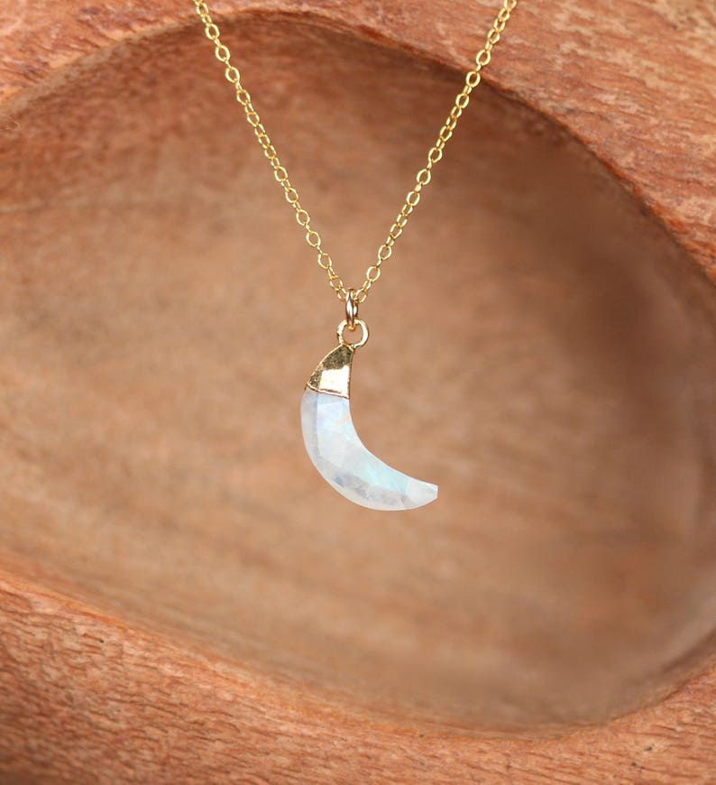 Moonstone crescent moon necklace Clearance